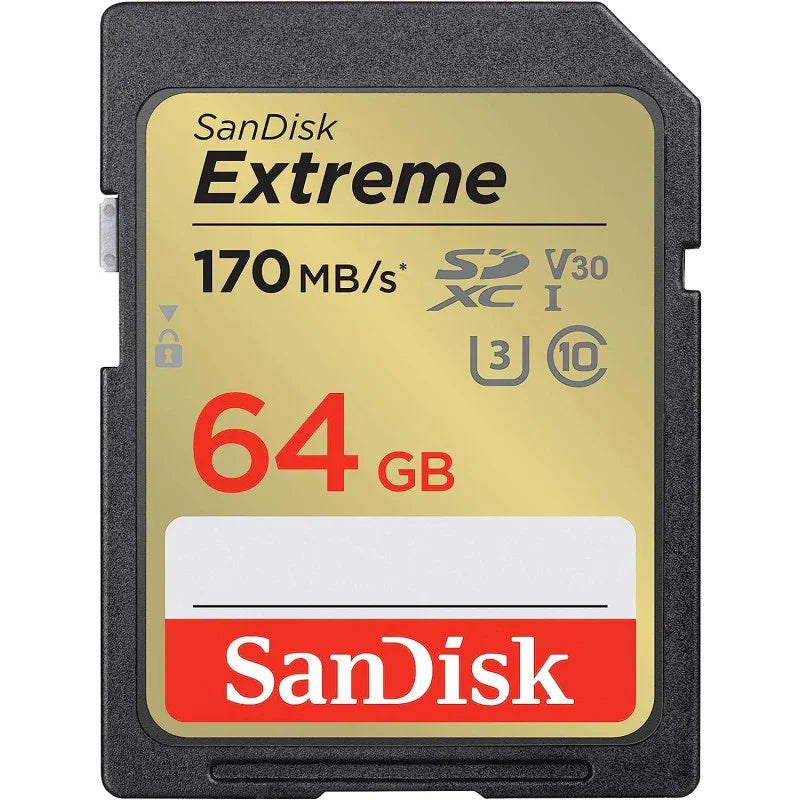 SanDisk 64GB Extreme SDXC card + RescuePRO Deluxe, up to 170MB/s, UHS I, Class 10, U3, V30 SDSDXV2 064G GNCIN, Black - eBuy UAE